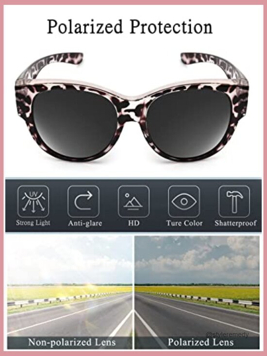 Polarized Fit Over Sunglasses for Glasses Wearers, Retro Cat Eye Style main image 5